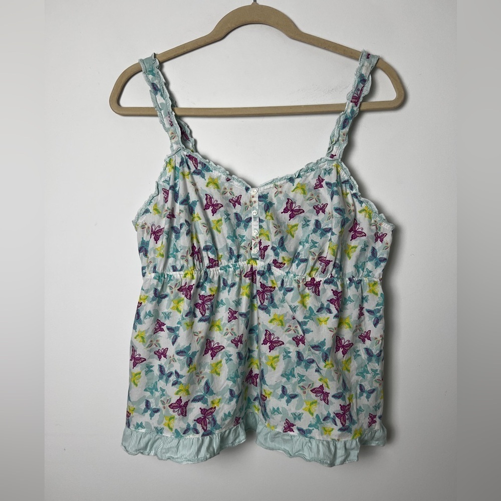 Vintage Fashion Bug Butterfly Print Retro Y2K 100% Cotton Babydoll Top Size 1X
